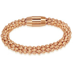 Stainless Steel Rose Gold-Tone Magnetic Link Chain Thick Unisex Bracelet with Clasp
