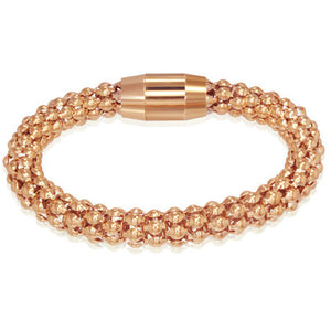 Stainless Steel Rose Gold-Tone Magnetic Link Chain Thick Unisex Bracelet with Clasp