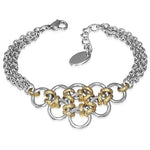 Stainless Steel Two-Tone Interlocking Circles Link Chain Womens Bracelet with Clasp