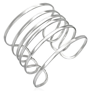 925 Sterling Silver Classic Womens Open End Cuff Bangle Bracelet