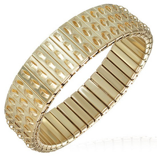 Stainless Steel Yellow Gold-Tone Stretch Adjustable Womens Bracelet