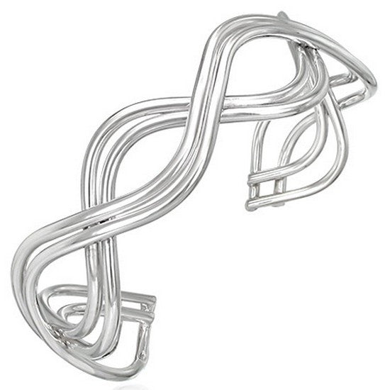 925 Sterling Silver Braided Classic Womens Open End Cuff Bangle Bracelet