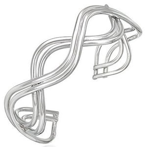 925 Sterling Silver Braided Classic Womens Open End Cuff Bangle Bracelet