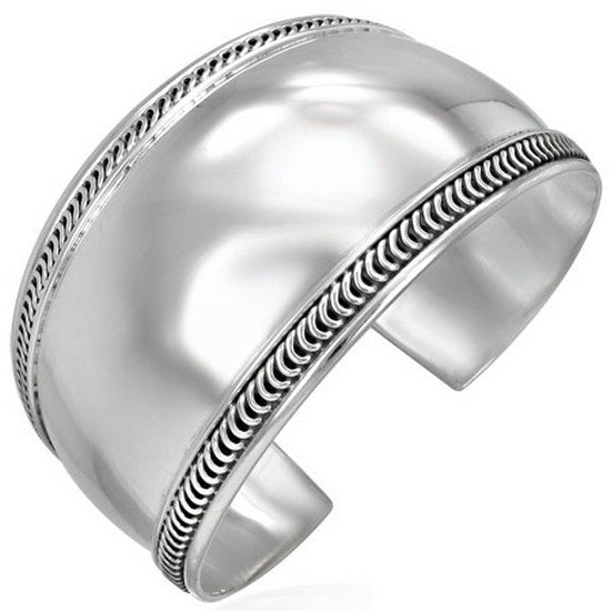 925 Sterling Silver Wide Braided Classic Womens Open End Cuff Bangle Bracelet