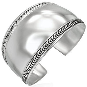 925 Sterling Silver Wide Braided Classic Womens Open End Cuff Bangle Bracelet