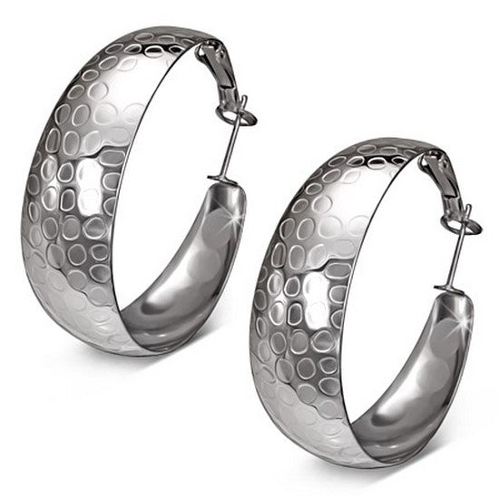 Stainless Steel White Gold Silver-Tone Large Hoop Classic Earrings