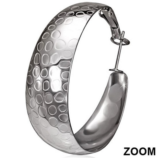 Stainless Steel White Gold Silver-Tone Large Hoop Classic Earrings