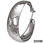 Stainless Steel White Gold Silver-Tone Large Hoop Classic Earrings