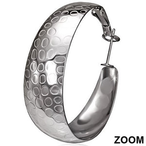 Stainless Steel White Gold Silver-Tone Large Hoop Classic Earrings