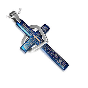 Blue Heart Cross Pendant