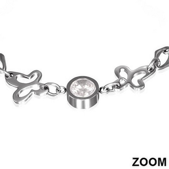 Butterfly Bezel Charm Bracelet