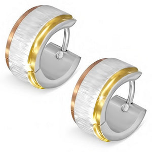 Stainless Steel Yellow Rose Gold-Tone Matte Womens Hoop Huggie Earrings