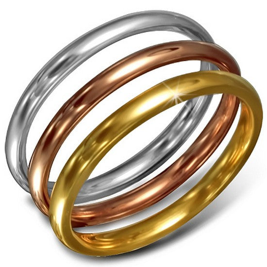 Stainless Steel Three Stacking Ring Band Set