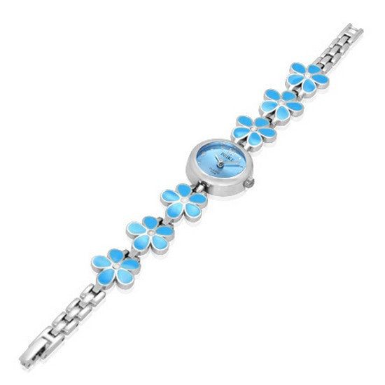 Blue Flower Dial Watch