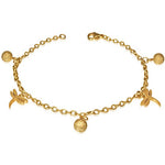 Stainless Steel Yellow Gold-Tone Dragonfly Womens Adjustable Link Chain Bracelet