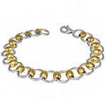 Stainless Steel Two-Tone Circle Womens Link Chain Bracelet