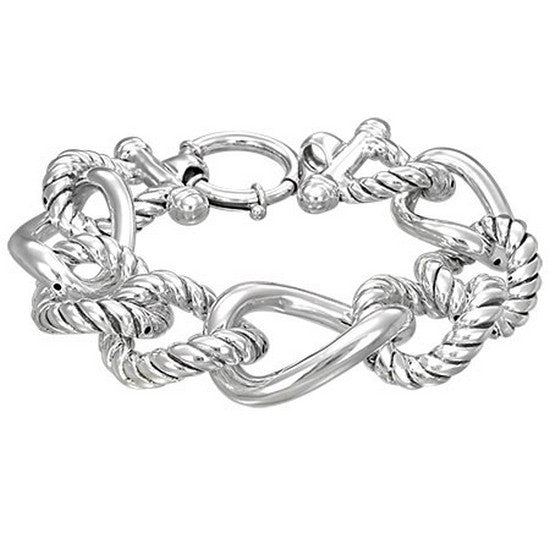925 Sterling Silver Chunky Link Chain Womens Bracelet with Clasp