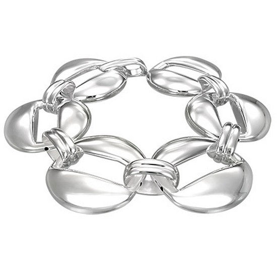 925 Sterling Silver Chunky Link Chain Womens Bracelet with Clasp