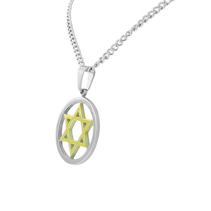 Stainless Steel Silver Gold-Tone Jewish Star David Pendant Necklace