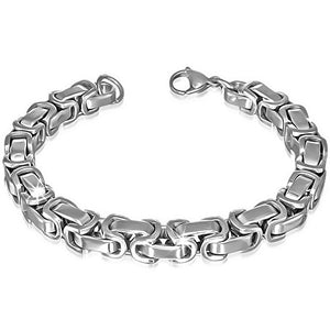 Stainless Steel Silver-Tone Mens Link Bracelet