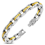Stainless Steel Two-Tone Mens Link Chain Bracelet, 9"