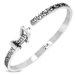 Stainless Steel Silver-Tone Womens Belt Buckle Clasp Bangle Bracelet