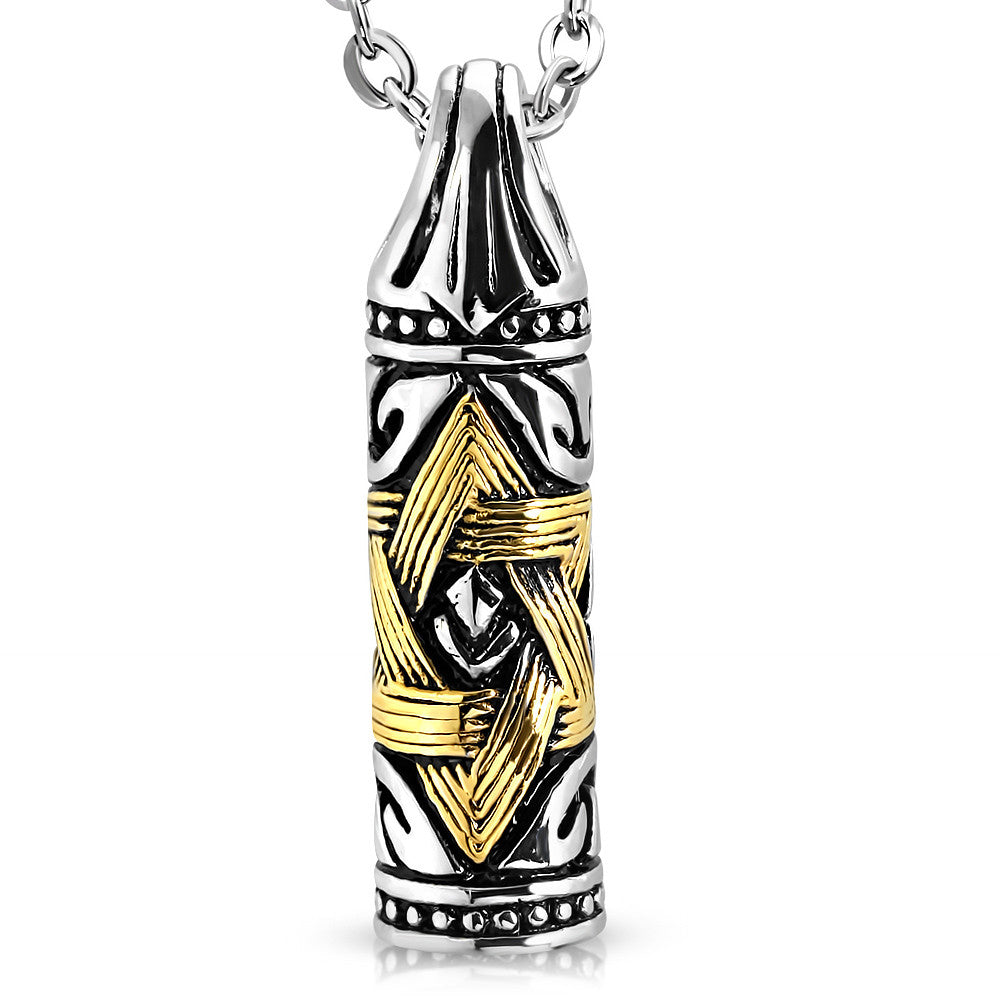 Stainless Steel Two-Tone Jewish Star of David Mens Pendant Necklace, 20"