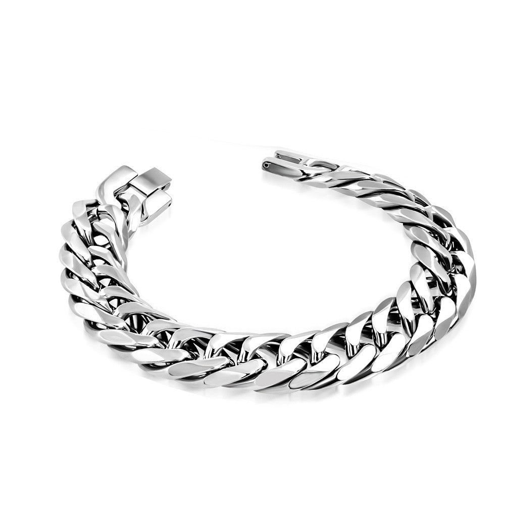 Stainless Steel Silver-Tone Classic Link Chain Mens Bracelet, 8.5"