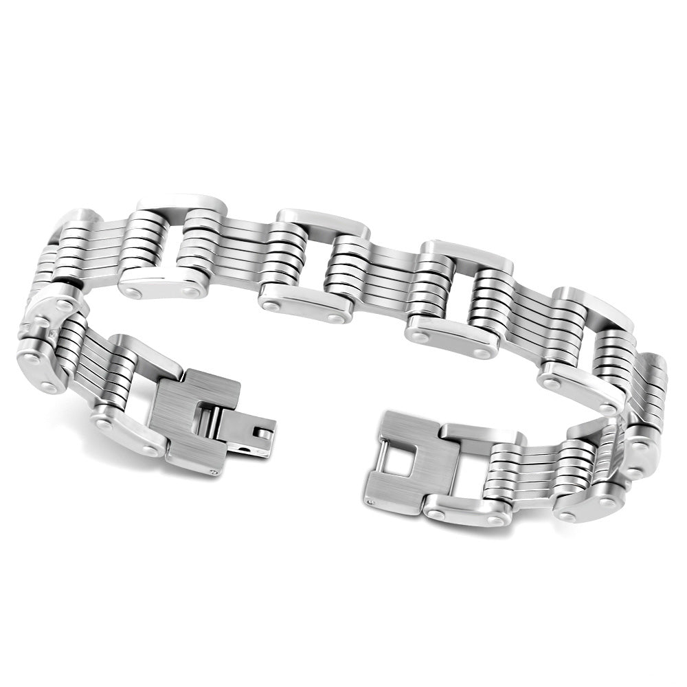 Stainless Steel Silver-Tone Bike Chain Men's Link Bracelet, 8"