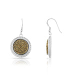 Sterling Silver Yellow Drusy Quartz CZ Round Womens Necklace Drop Dangle Earrings Jewelry Set