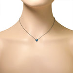 Stainless Steel Blue Silver-Tone Hamsa Evil Eye Link Chain Pendant Necklace