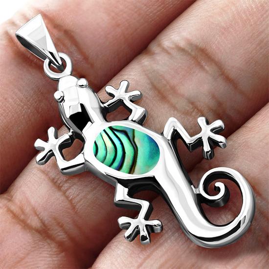 Lizard Shaped Sterling Silver Pendant