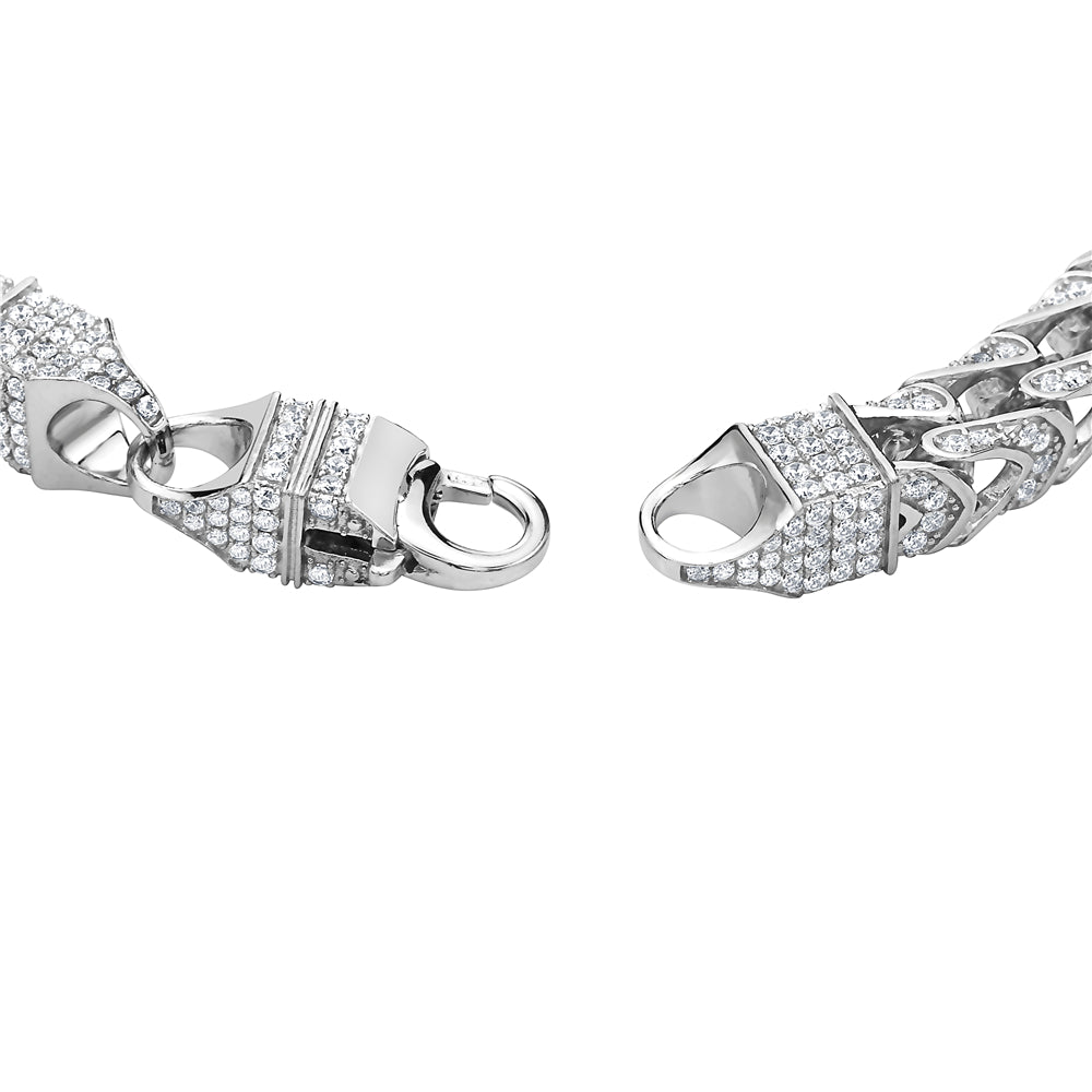 My Daily Styles Franco Link Style 925 Sterling Silver 7mm Cubic Zirconia Elegant Mens Bracelet