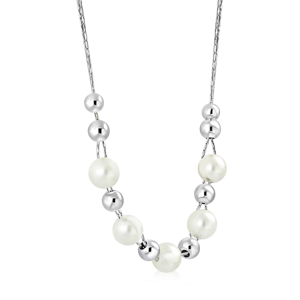 Women's Simulated Pearl 925 Sterling Silver Necklace