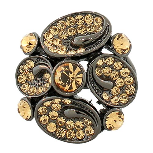 My Daily Styles Fashion Alloy Black Brown CZ Flower Floral Design Statement Cocktail Ring