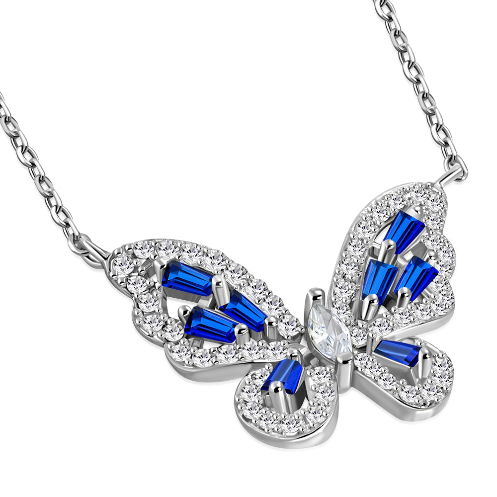 Butterfly Necklace Pendant 925 Sterling Silver Cubic Zirconia