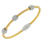 My Daily Styles Fashion Gold-Tone Silver-Tone White CZ Twisted Cable Bangle Bracelet