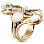 Gold Tone Stainless Steel Greek Key Statement Ring Simulated Gemstone Cubic Zirconia