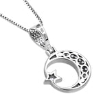 My Daily Styles 925 Sterling Silver CZ Islamic Muslim Pendant Necklace with Crescent Moon and Star Design