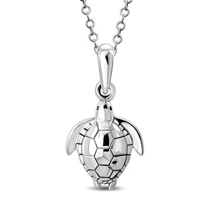 Womens Girls Sea Turtle Necklace Pendant 925 Sterling Silver