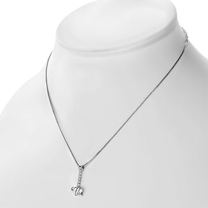 925 Sterling Silver Elephant Pendant Necklace Cubic Zirconia