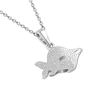 My Daily Styles - Fish Necklace for Women – Synthetic Opal Necklace – 925 Sterling Silver Pendant Necklace – Silver Pendant Encrusted with Blue and Green Simulated Opal Stone – 0.54″ x0.75″