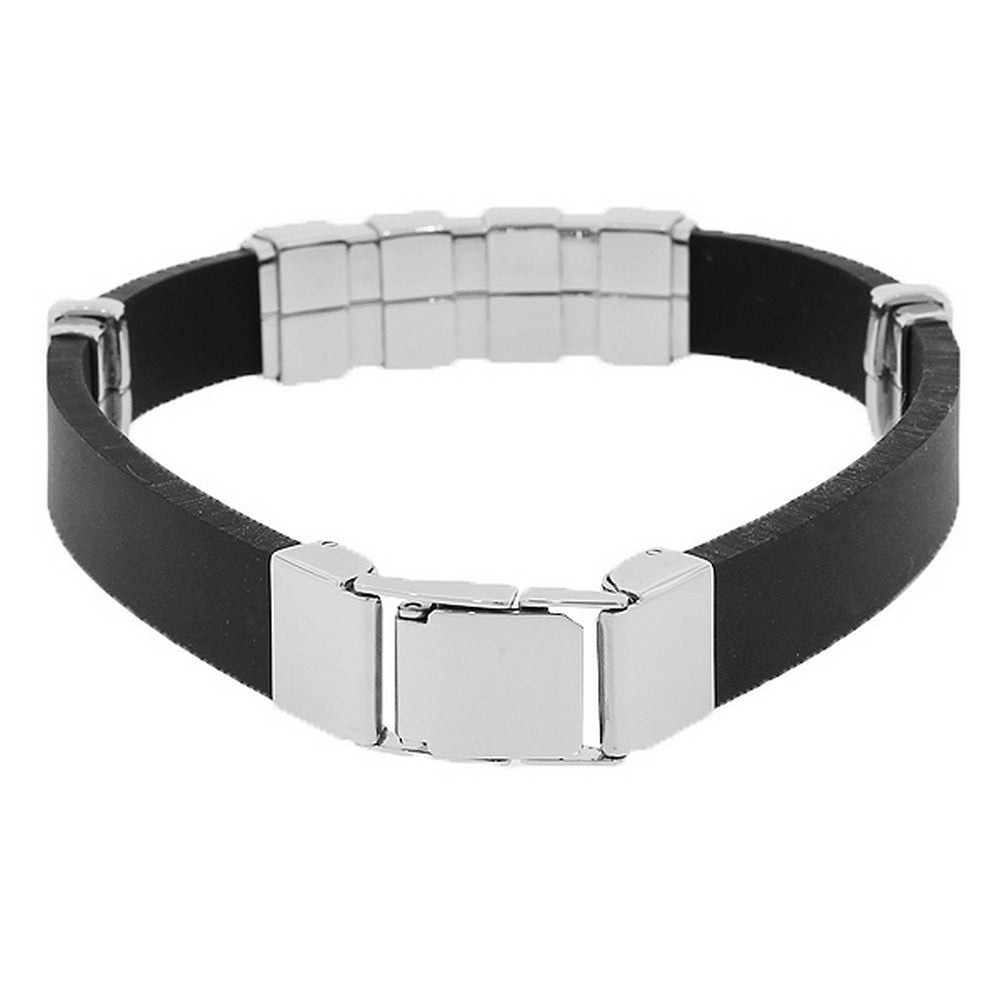 My Daily Styles Stainless Steel Black Rubber Silicone Two-Tone Men's Bracelet