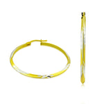 My Daily Styles - Hoop Earrings for Women - Diamond Cut Hoop Earrings - Yellow Gold Plated 925 Sterling Silver Earrings - Lever Back Closure - Flattering Textured Look - 41 mm