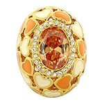 My Daily Styles Fashion Alloy Yellow Gold-Tone Love Heart Orange White Clear CZ Statement Cocktail Ring