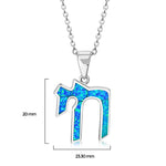 925 Sterling Silver Women’s Simulated Blue Opal Hebrew Chai (Life) Pendant Necklace with 16”-18" Adjustable Silver Cable Chain