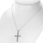 Men's 925 Sterling Silver Cross Pendant Necklace Cubic Zirconia