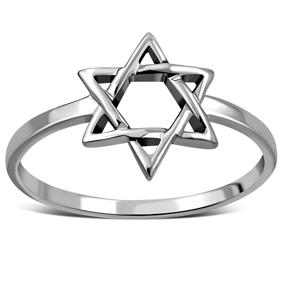 Womens 925 Sterling Silver Jewish Star of David Ring