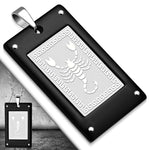 Stainless Steel Black Silver-Tone Scorpion Dog Tag Pendant Necklace, 22"