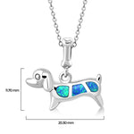 My Daily Styles 925 Sterling Silver Puppy Dog Pet Opal Pendant Necklace
